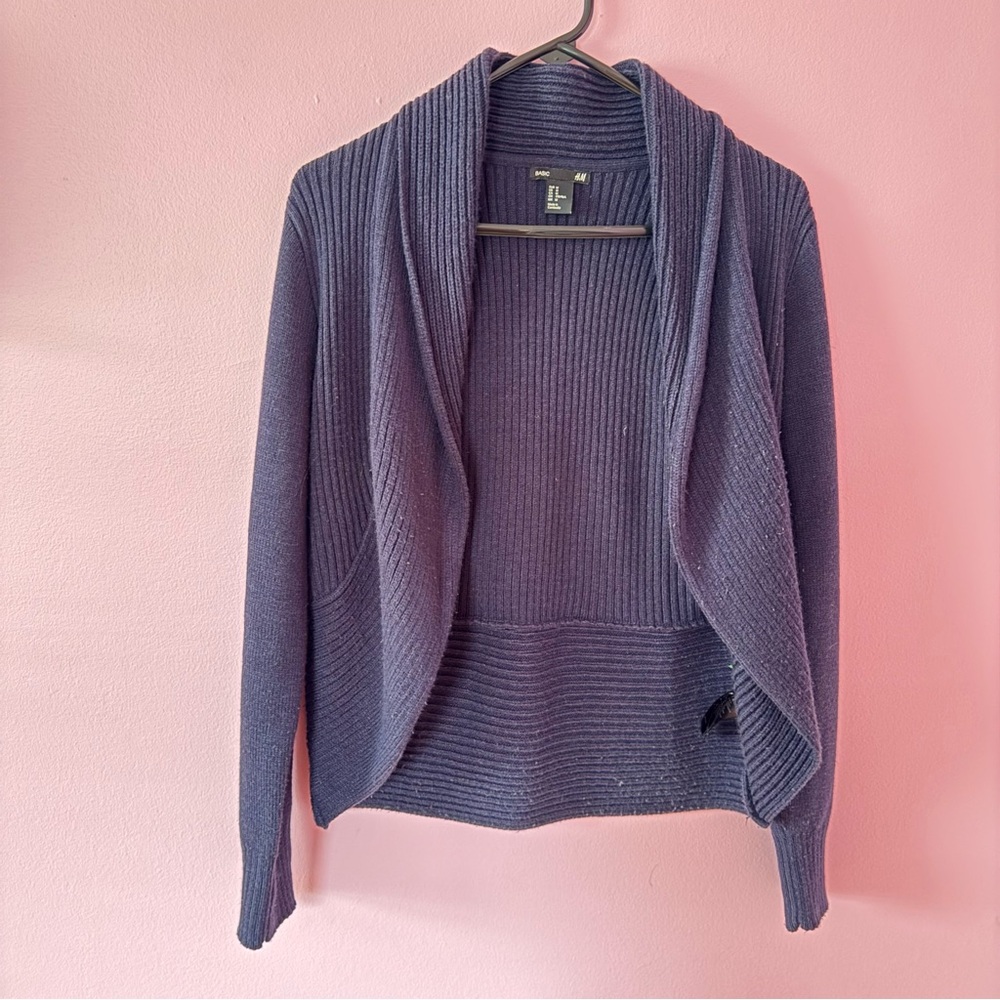 H&M Purple Cardigan Sweater with Shawl Collar
